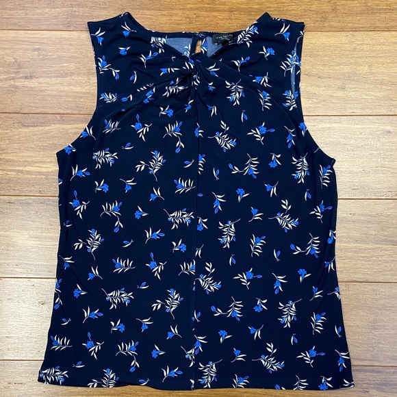 Ann Taylor Factory Tops - Ann Taylor Floral Tie Knot High Neck Sleeveless Blouse size Medium